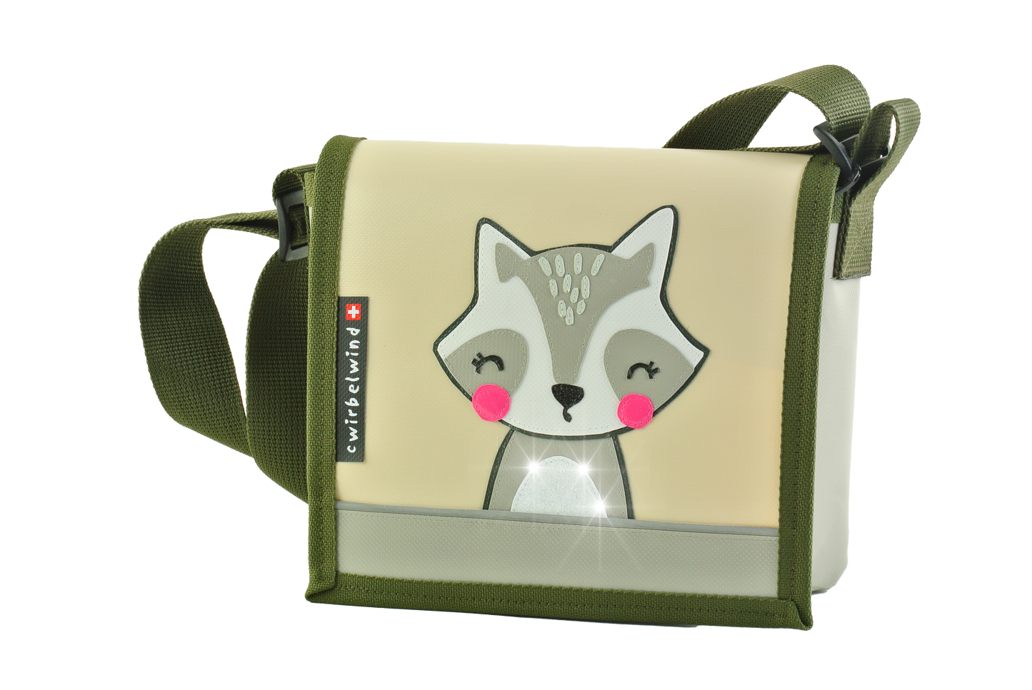 Kindergartentasche Boho Waschbär Glitzer