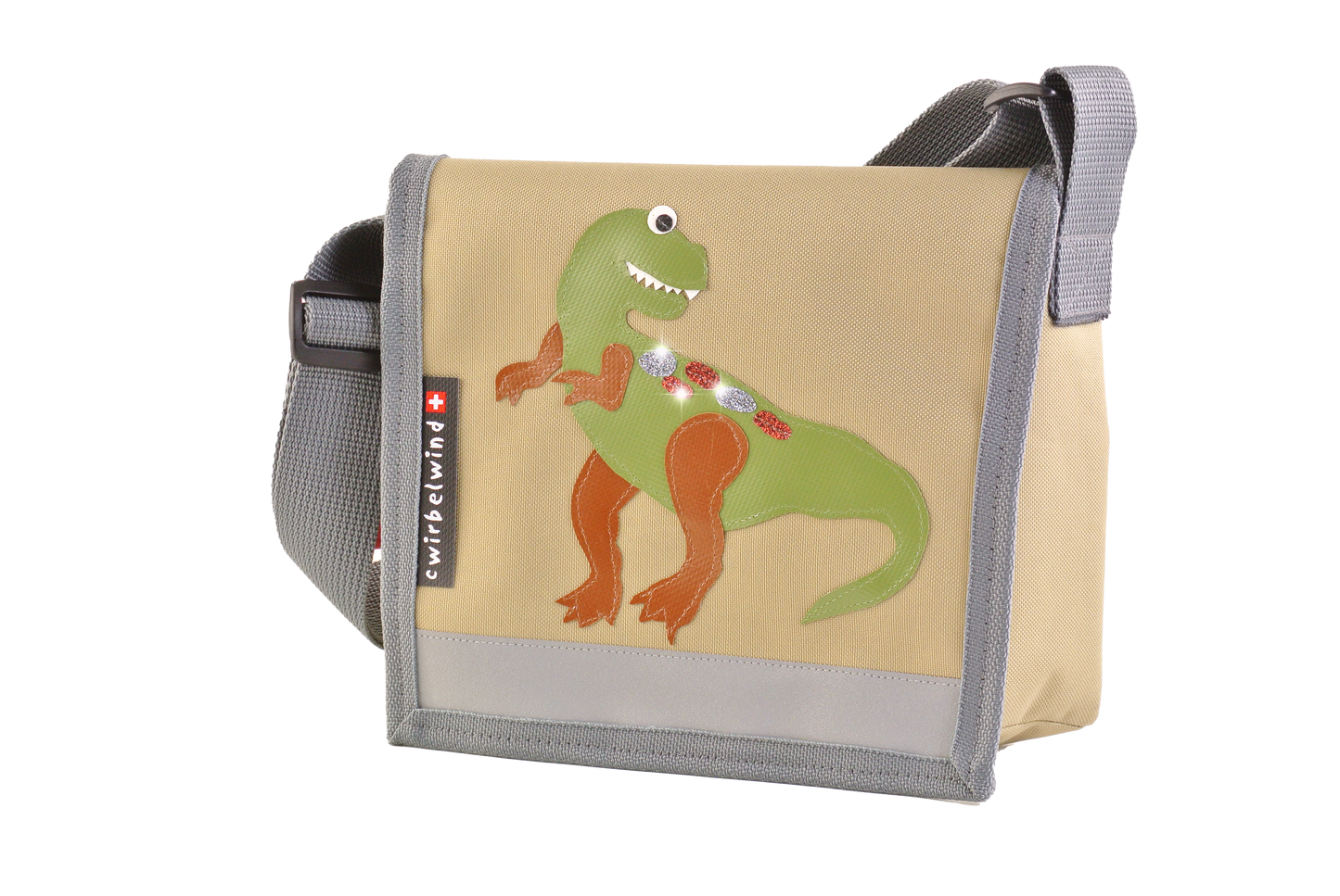 Kindergartentasche Dino Rex Glitzer Canvas