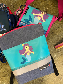 Kindergartenrucksack Leinen-Blache Meerjungfrau Sirena Glitzer