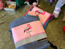 Kindergartenrucksack Leinen-Blache Flamingo Glitzer
