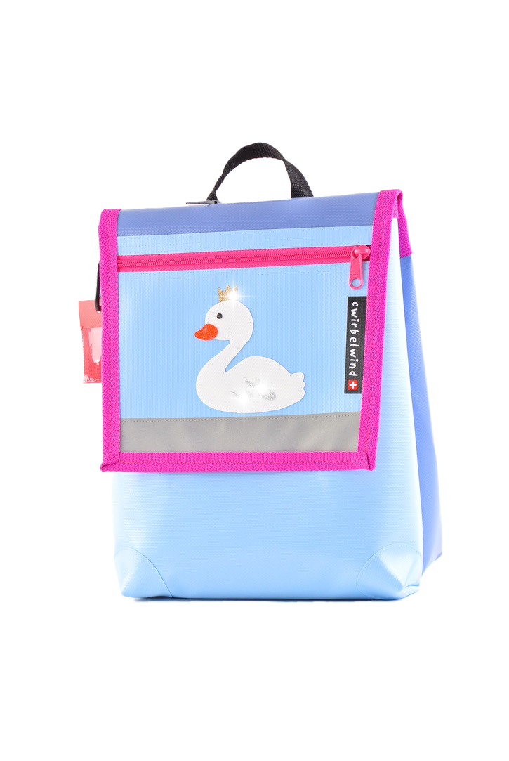 Kindergartenrucksack Glitzerlinie  Schwänli hellblau Glitzer