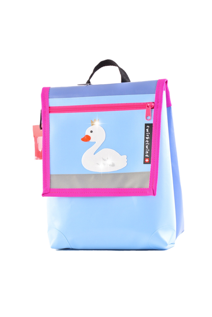 Kindergartenrucksack Glitzerlinie  Schwänli hellblau Glitzer