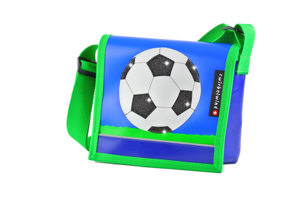 Kindergartentasche Fussball blau Glitzer
