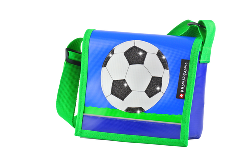 Kindergartentasche Fussball blau Glitzer