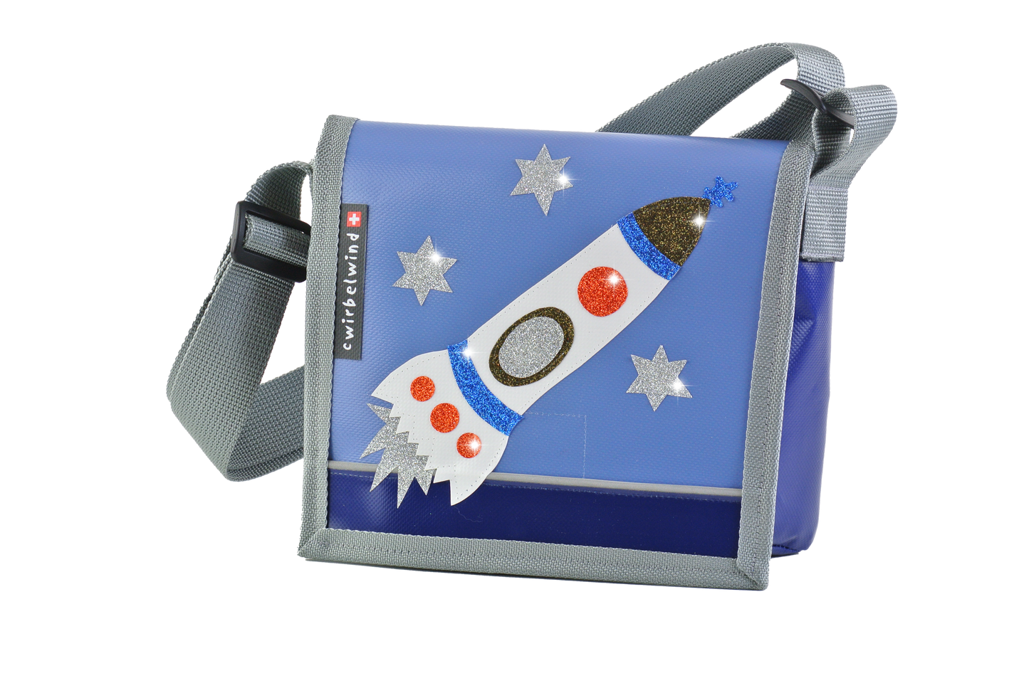 Kindergartentasche Rakete Pastell Glitzer