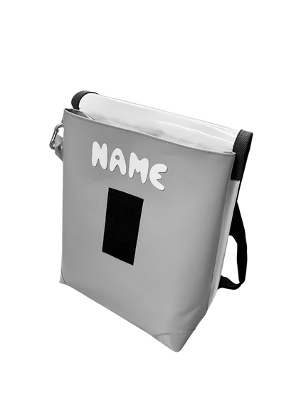 Kindergartenrucksack Leinen-Blache Monstertruck rot Glitzer