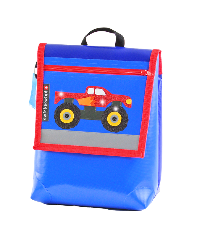 Kindergartenrucksack Monstertruck rot Glitzer