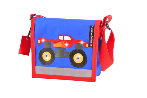 Kindergartentasche Monstertruck rot Glitzer Canvas
