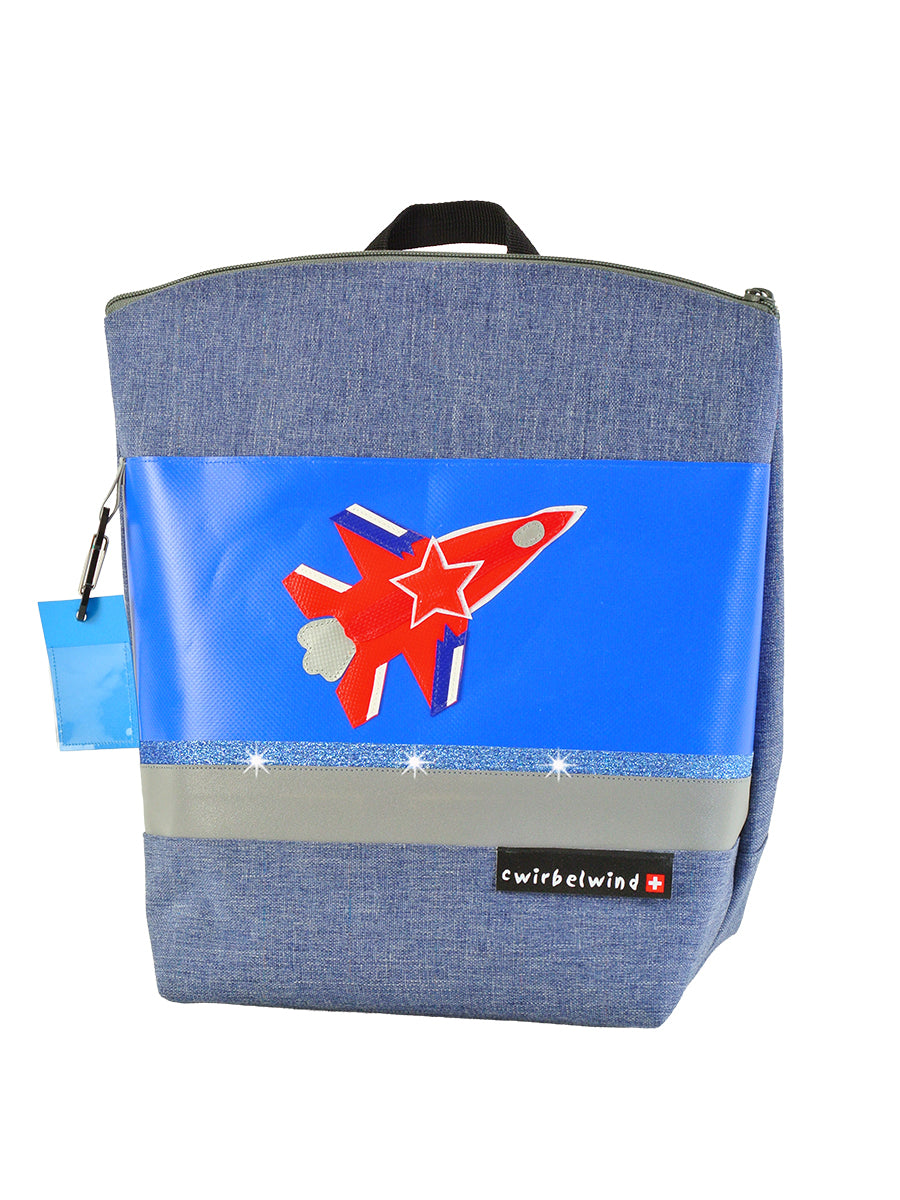 Kindergartenrucksack Leinen-Blache Düsenjet