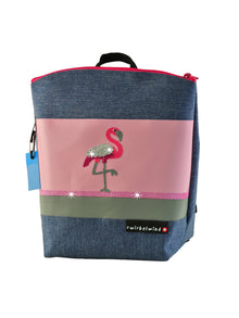 Kindergartenrucksack Leinen-Blache Flamingo Glitzer