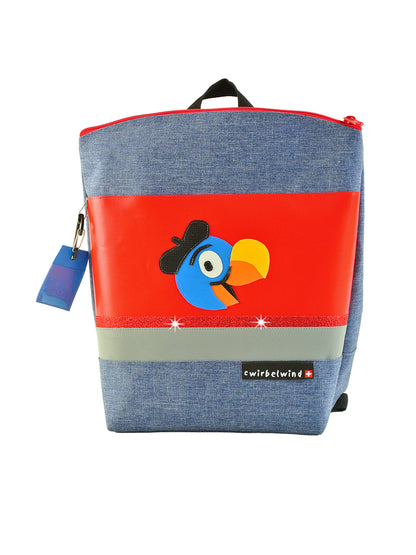 Kindergartenrucksack Leinen-Blache Globi rot