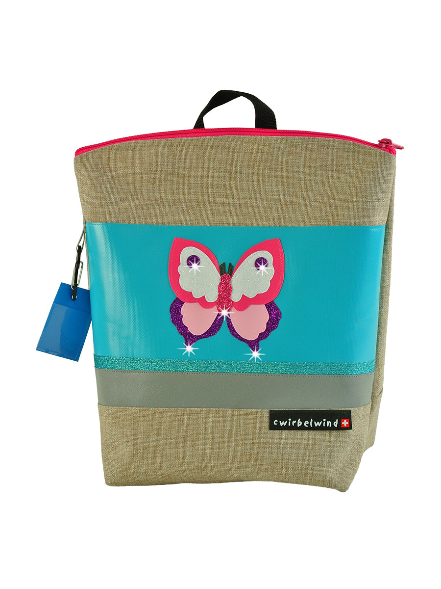 Kindergartenruckack Leinen-Blache Schmetterling Hannah Glitzer