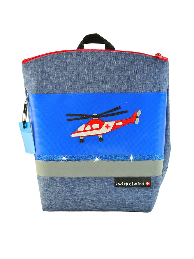 Kindergartenruckack Leinen-Blache Rettungsheli Glitzer