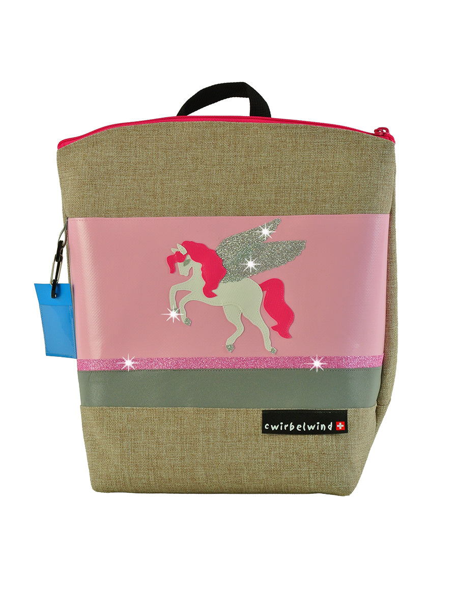 Kindergartenruckack Leinen-Blache Pegasus Glitzer