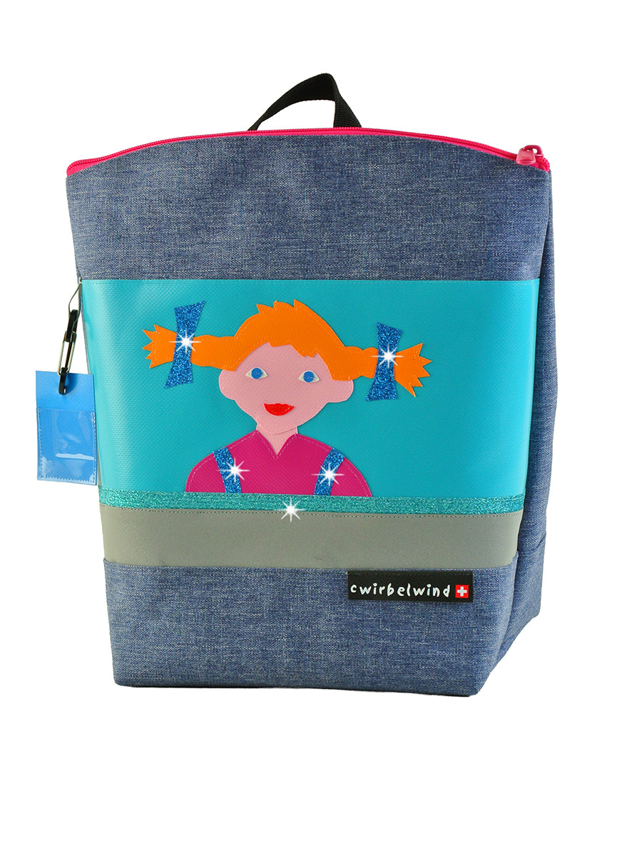 Kindergartenrucksack Leinen-Blache Pipi Glitzer