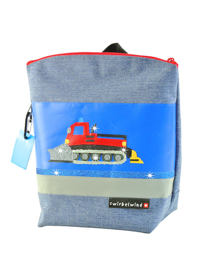 Kindergartenrucksack Leinen-Blache Pistenbulli Glitzer