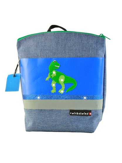 Kindergartenruckack Leinen-Blache Dino Rex Glitzer