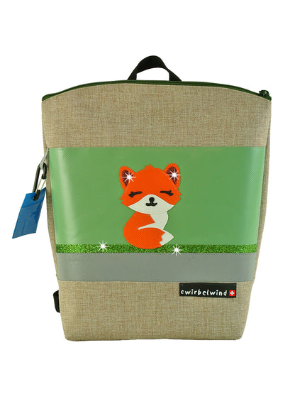 Kindergartenruckack Leinen-Blache Rotfuchs Glitzer