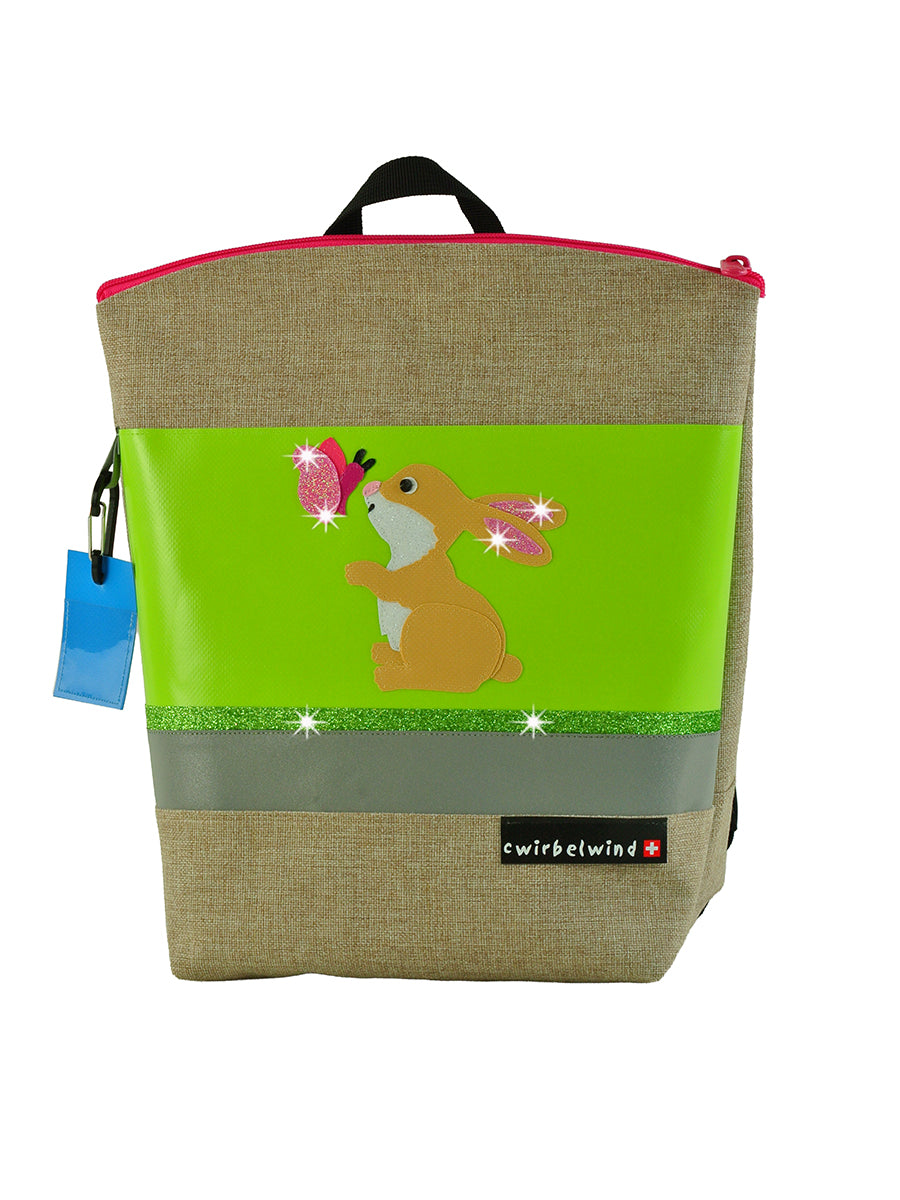 Kindergartenrucksack Leinen-Blache Schnuffel Glitzer