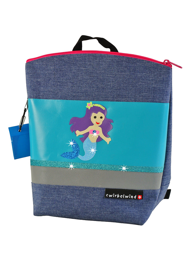 Kindergartenrucksack Leinen-Blache Meerjungfrau Sirena Glitzer