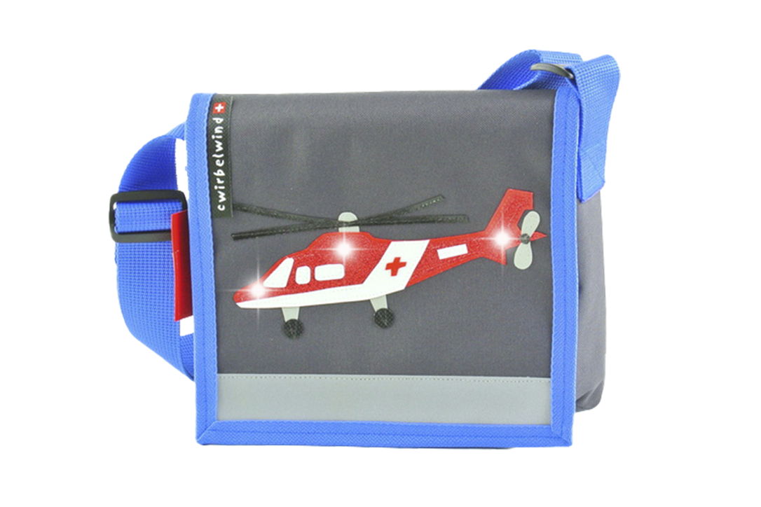Kindergartentasche Rettungsheli Glitzer Canvas