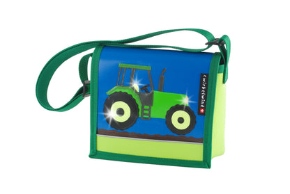 Kindergartentasche Traktor grün Glitzer