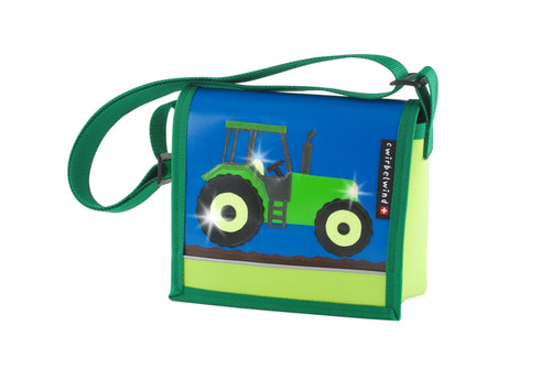 Kindergartentasche Traktor grün Glitzer